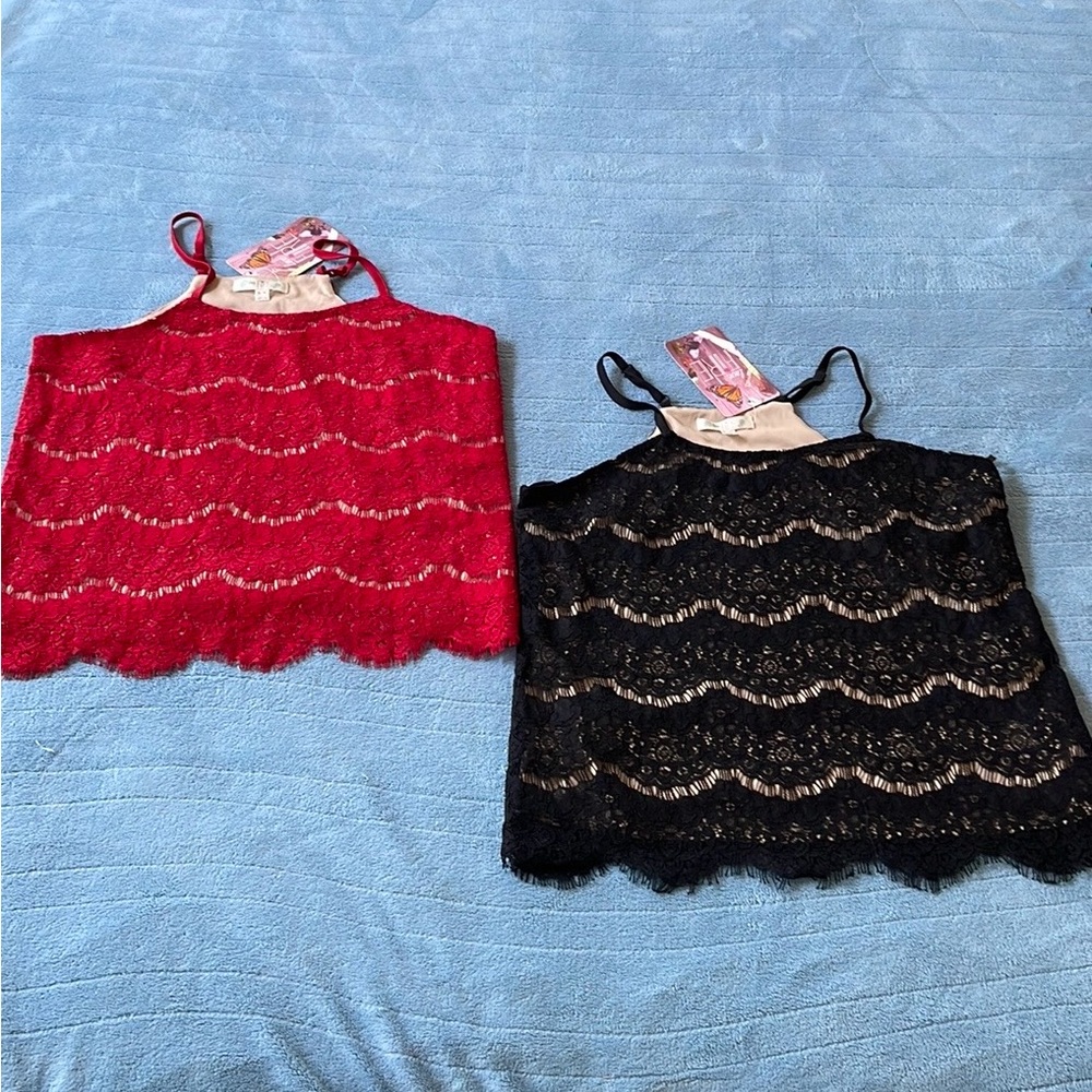Pair of lace tops.